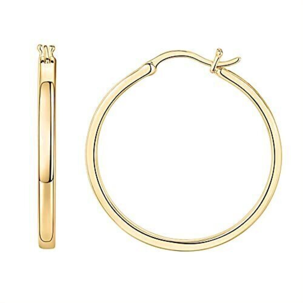 4909 18K Yellow Gold Vermeil 925 Sterling Silver Post Lightweight Hoops